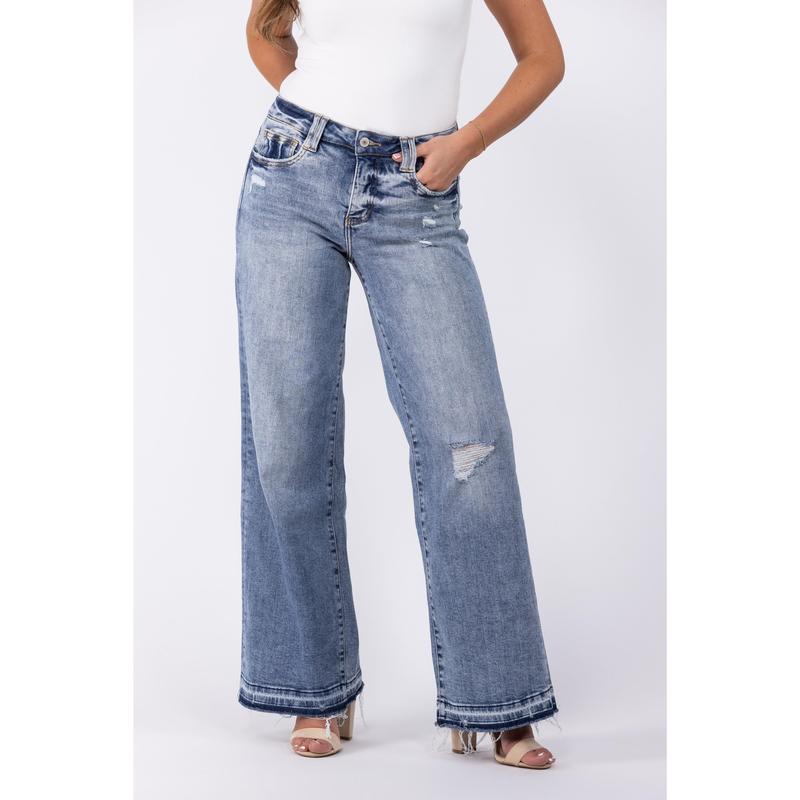 The Lindsey from Lovervet: High-Rise Tummy Control Wide Leg Denim