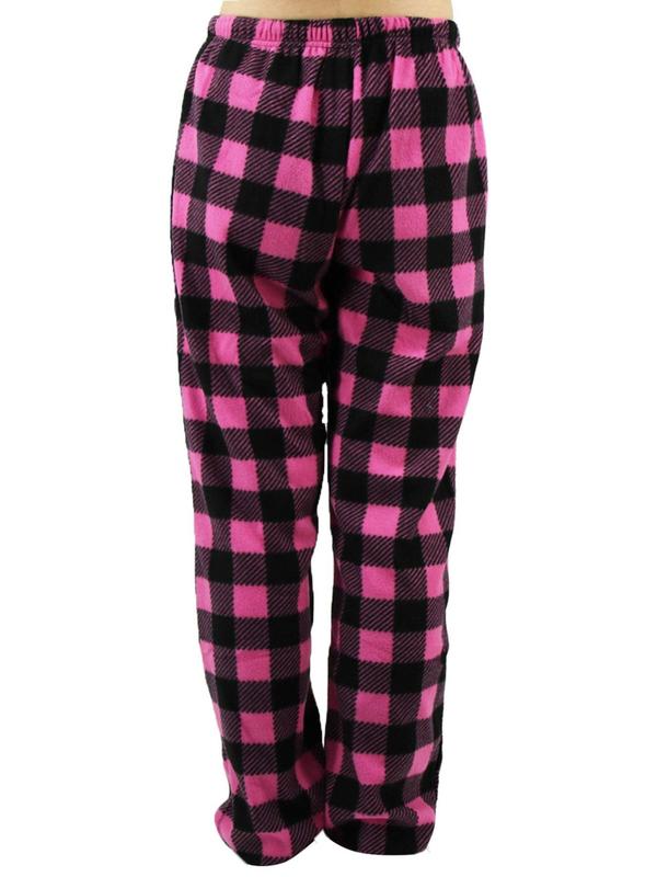 Women's Plaid Print Drawstring Waist Sleep Pants, Casual Polar Fleece Straight Leg Pajama Trousers, Women's Sleepwear & Loungewear for Fall & Winter