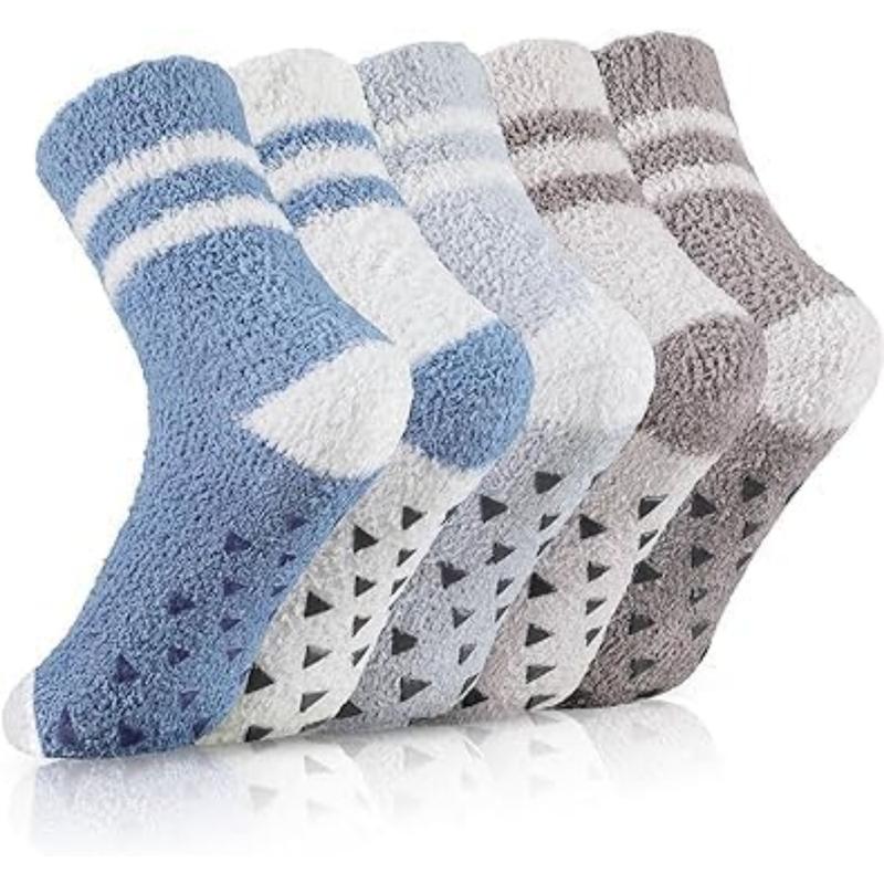 Fuzzy Socks - 5 Pairs Slipper Socks for Women, Cozy Socks, Women's Winter Warm Socks, Non Slip Fuzzy Slipper Socks