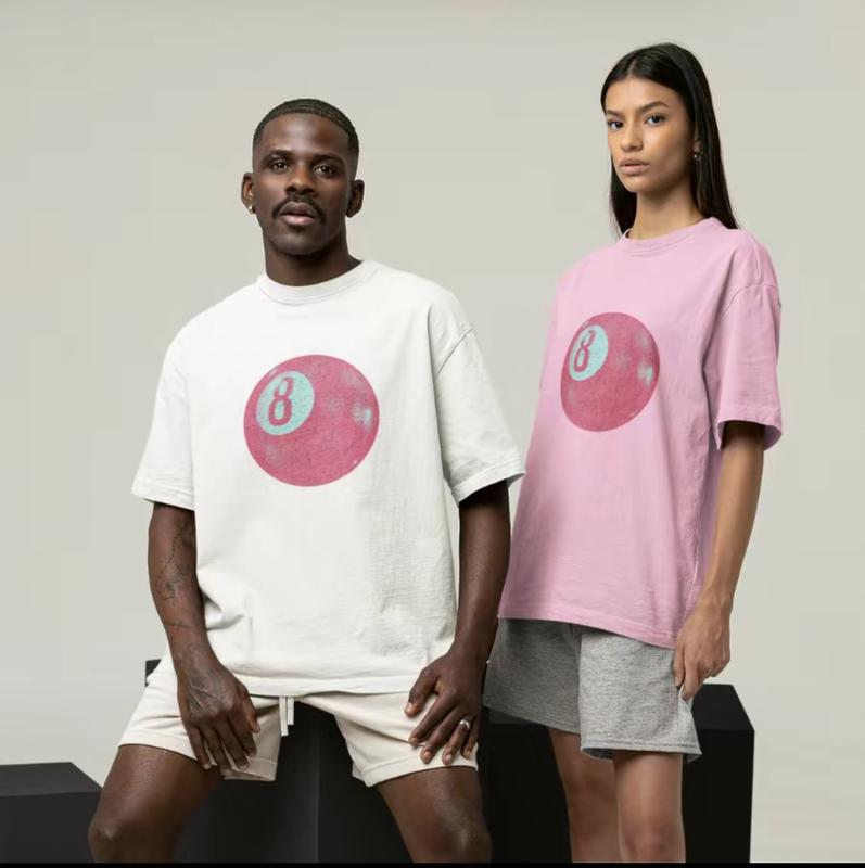 Pink Viral 8 Ball Aesthetic T-shirt, Full Color Unisex T-shirt, Trendy Tee for Men & Women Original Black Pink 8 Ball Cotton Top Womenswear Streetwear