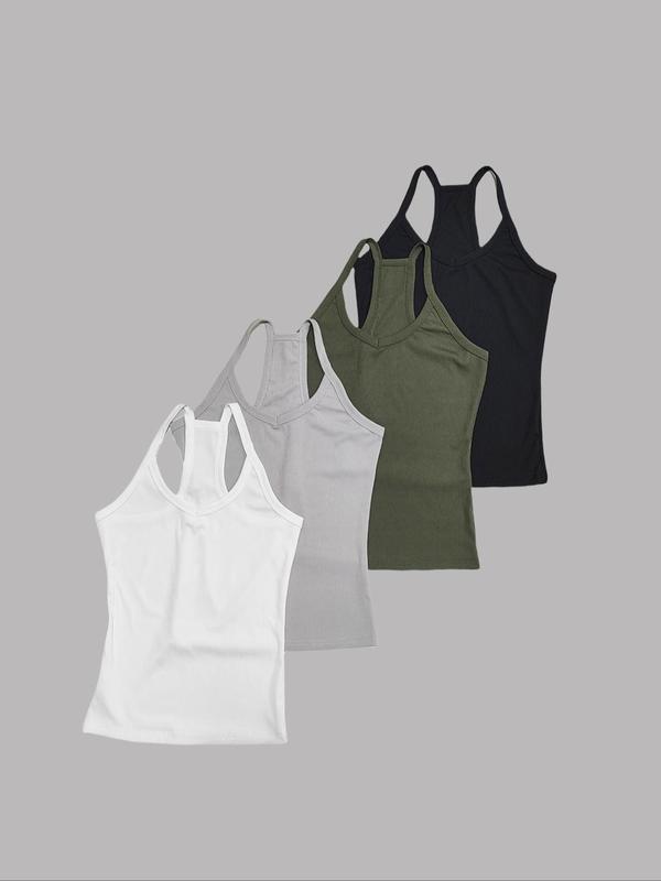 Women's Solid Color Tank Top, Casual Sleeveless Top for Summer, Ladies Clothes for Daily Wear