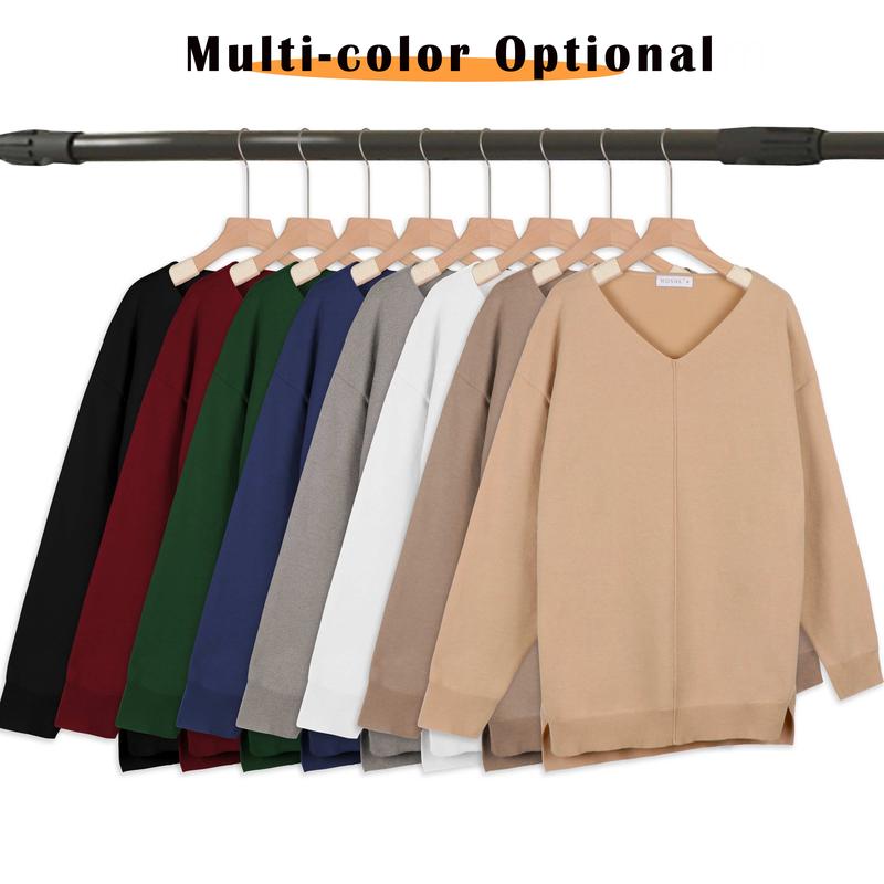 Sweaters for Women Fall Lightweight Knit Pullover Sweater Side Slits Tops