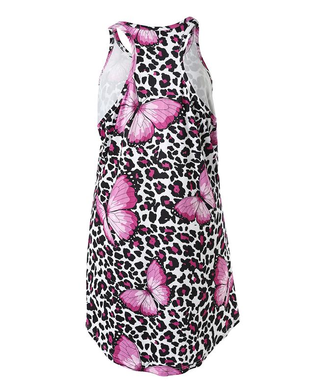 ChicMe Women's Plus Size Nightgowns Butterfly Leopard Print U- Neck Sleeveless Nightdress Sleepwear sleep dress Fabric