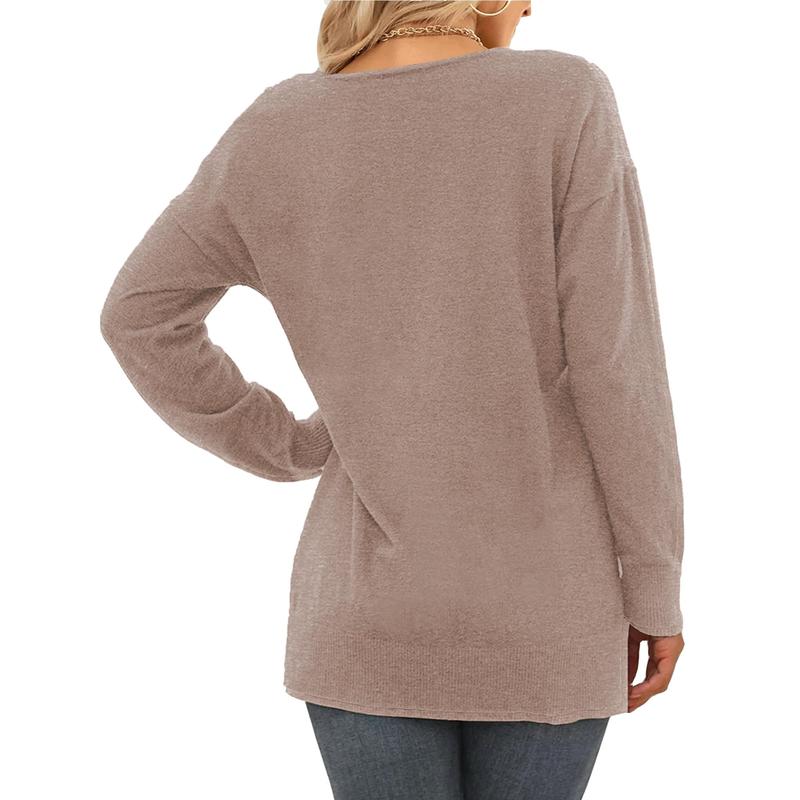 Sweaters for Women Fall Lightweight Knit Pullover Sweater Side Slits Tops