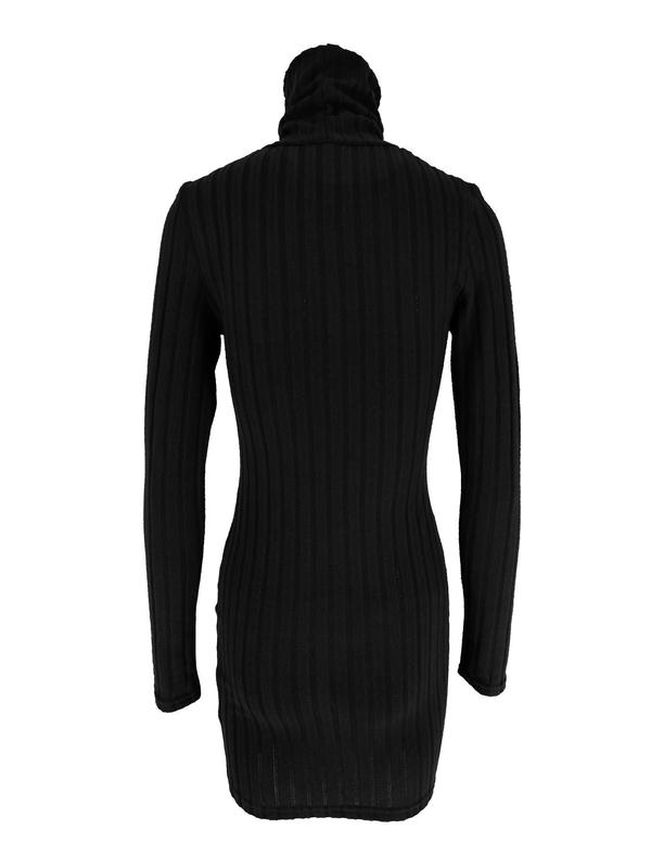 Women's Textured Long Sleeve Bodycon Dress, Solid Color Turtle Neck Short Dress for Spring & Fall, Women's Clothing for Daily Wear