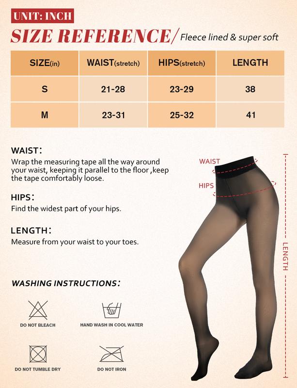 Fleece Lined Tights Women - Fake Translucent Warm Pantyhose Leggings Warm Tights for Winter