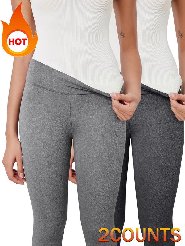 Women's Solid Thermal Lined Leggings, Casual Comfy Warm Skinny Pants for Daily Wear, Ladies Bottoms for Fall & Winter