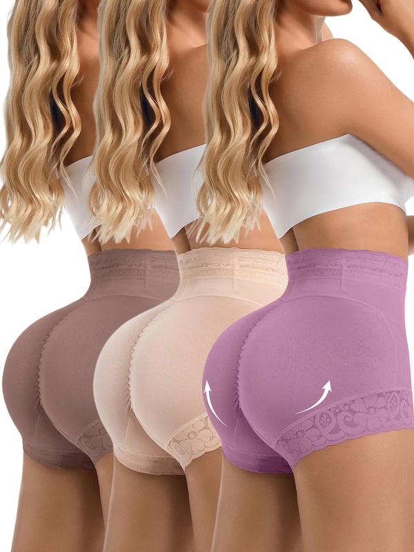 Women's Plain Contrast Lace High Waist Compression Shapewear Shorts, Fall Wear, Fallfreshness Waist Trainer Women, Fall Wear 2024, Comfy Tummy Control Butt Lift Shapewear Panties, Body Shapewear, Ladies Sexy Shapewear Bottoms, Black Girl Wear