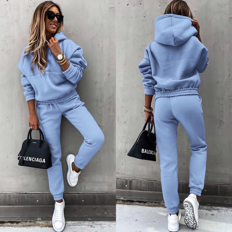 Cozy Solid Color Sweatpants Set - Pantsuits for Women - Long Sleeve Hoodie Sweatshirt, Drawstring Jogger Pants Outfits, Comfortable Casual Wear for Everyday, Soft Fleece Lining, Relaxed Fit, and Easy Care