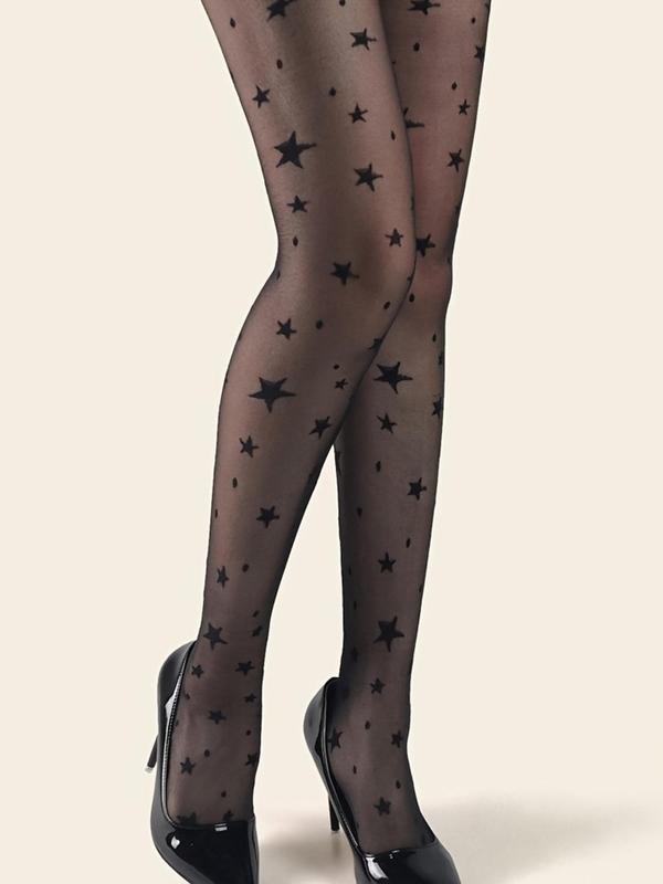 Women's Polka Dot Star Jacquard Sheer Tights, Casual Comfy Breathable Thin Stocking for Daily Wear, Ladies Socks for All Seasons