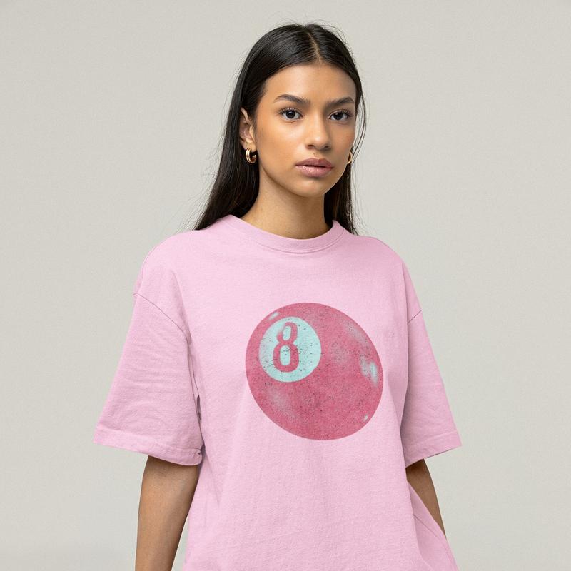 Pink Viral 8 Ball Aesthetic T-shirt, Full Color Unisex T-shirt, Trendy Tee for Men & Women Original Black Pink 8 Ball Cotton Top Womenswear Streetwear