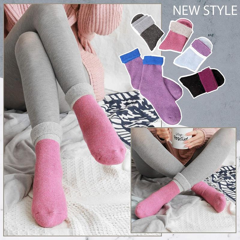 5 Pairs Women Merino Wool Socks rmal Hiking Winter Warm Thick Cozy Cabin Crew Comfy Socks for Ladies Womenswear Comfort Bridal Basic Minimalist