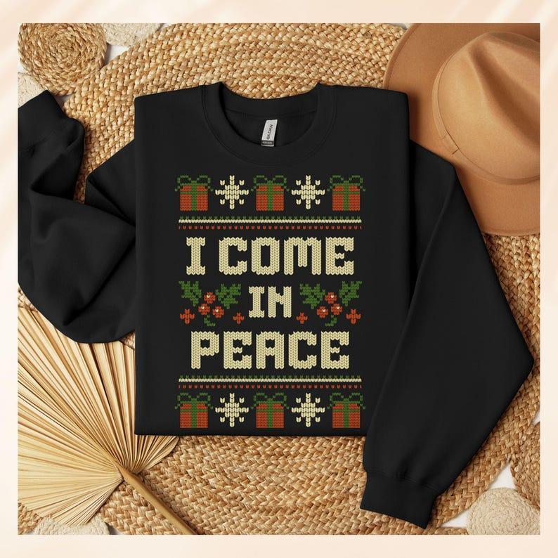 Matching Couples Ugly Christmas Sweater, Ugly Adult Humor Holiday Sweater, I Come In Peace Ugly Christmas Sweater, Ugly Christmas Party