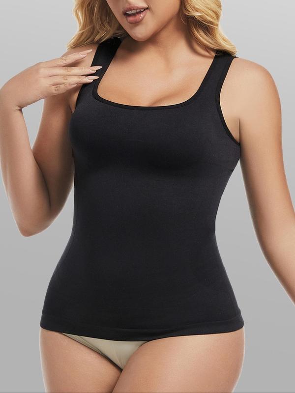 Women's Solid Color Shapewear Tank Top, Tummy Control Shaper for Daily Wear, Women's Shapewear Clothing for Daily Wear