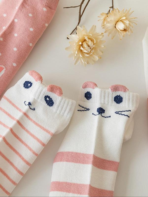 Women's Cartoon Cat Print Ankle Socks, Cute Comfy Breathable Low Cut Socks for Daily Wear, Women's Socks for Fall & Winter