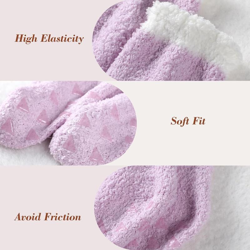 Fuzzy Socks - 5 Pairs Slipper Socks for Women, Cozy Socks, Women's Winter Warm Socks, Non Slip Fuzzy Slipper Socks