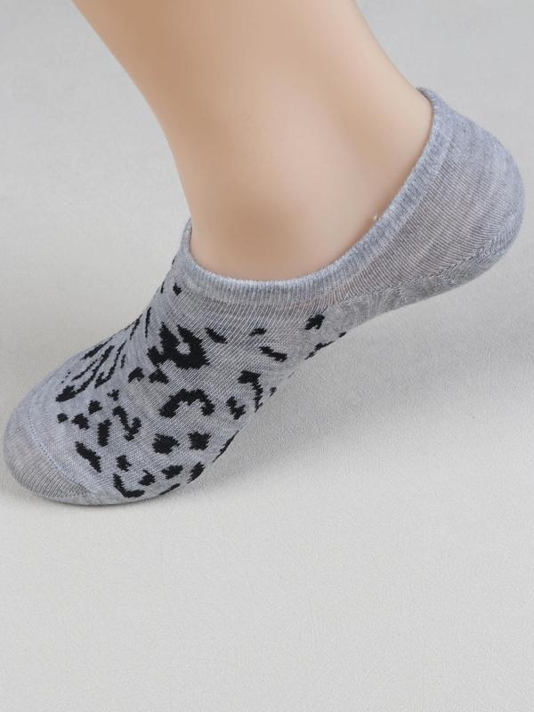 Women's 12 Pairs Leopard Print Invisible Socks, Casual Moisture Wicking Socks, Soft Comfy Breathable Socks for All Seasons Daily Wear