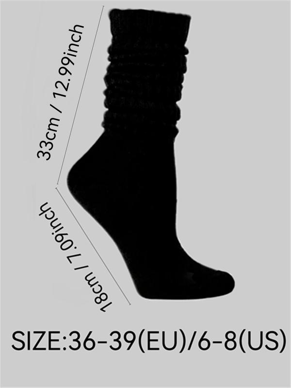 Women's Solid Knit Mid-calf Socks, Casual Soft Comfy Warm Socks for Fall & Winter, Women's Socks for Daily Wear