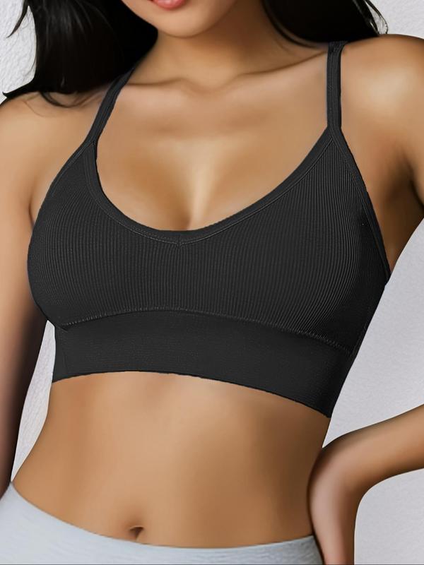 Women's Solid Criss Cross Backless Wireless Bra, Casual Comfortable Breathable Lingerie for Daily Wear, Softness Lingerie for All Seasons