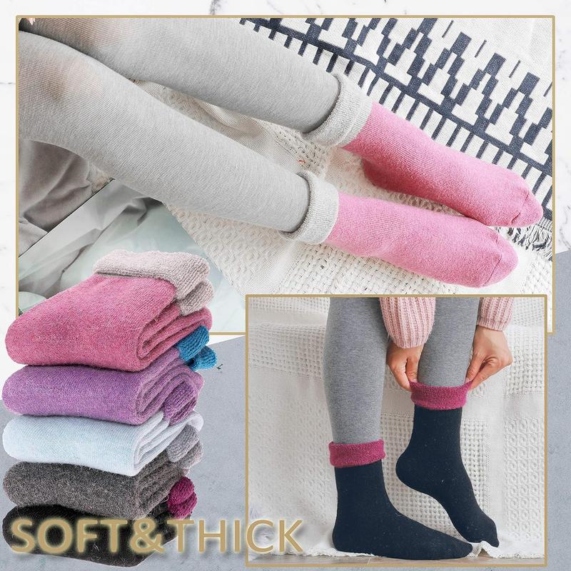 5 Pairs Women Merino Wool Socks rmal Hiking Winter Warm Thick Cozy Cabin Crew Comfy Socks for Ladies Womenswear Comfort Bridal Basic Minimalist