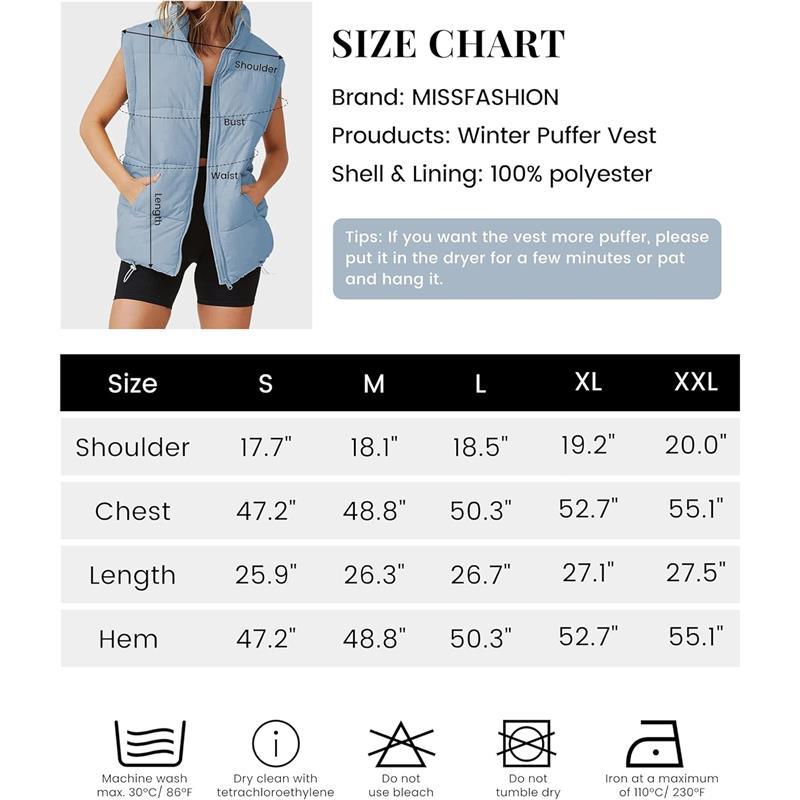 Sleeveless Puffer Vest for Women Quilted Callared Zip Up Padded Jacket Black Coat Outwear Womenswear Collared