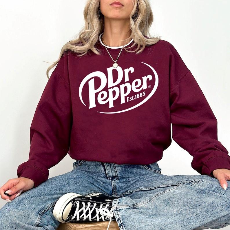 Dr Pepper 1885 Unisex Hoodie Sweatshirt, Dr Pepper Hoodie, Dr Pepper Sweatshirt, Dr Pepper Lover Gift, Soda Sweater, Dr Pepper Maroon Shirt