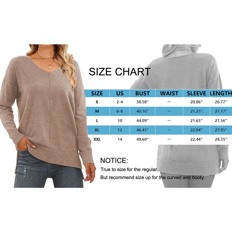 Sweaters for Women Fall Lightweight Knit Pullover Sweater Side Slits Tops