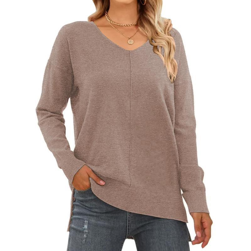 Sweaters for Women Fall Lightweight Knit Pullover Sweater Side Slits Tops