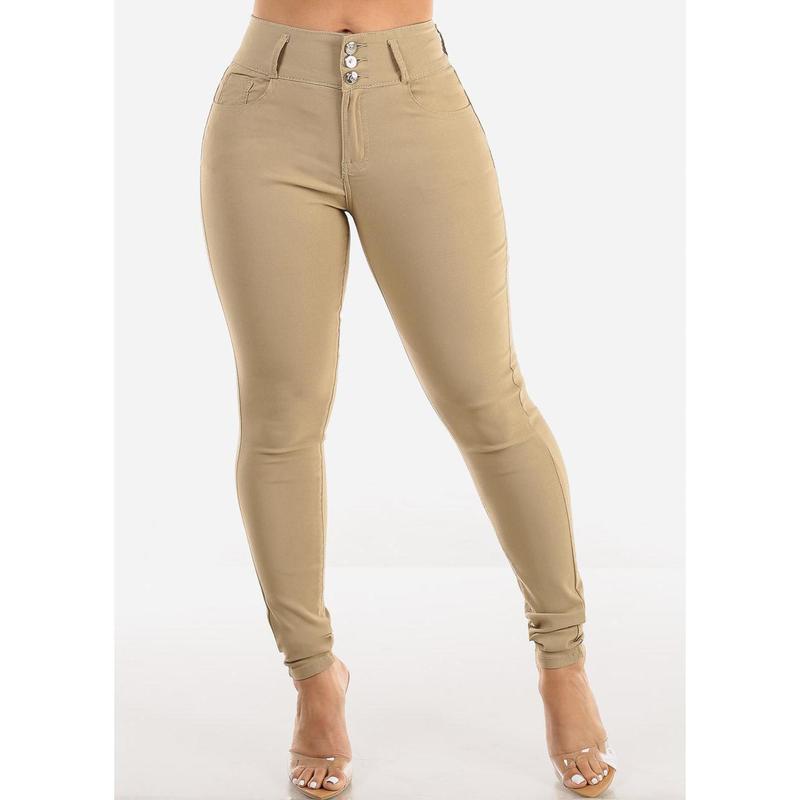 MX JEANS High Waist Butt Lift Levanta Cola Khaki Jeggings