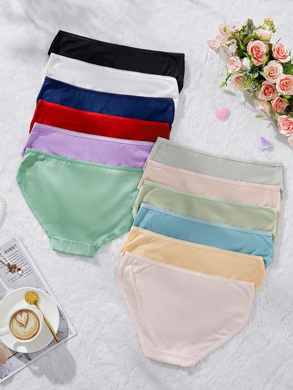 Women's Solid Color Panty, Breathable Comfortable Seamless Knicker for Daily Wear, Women's Underwear for All Seasons