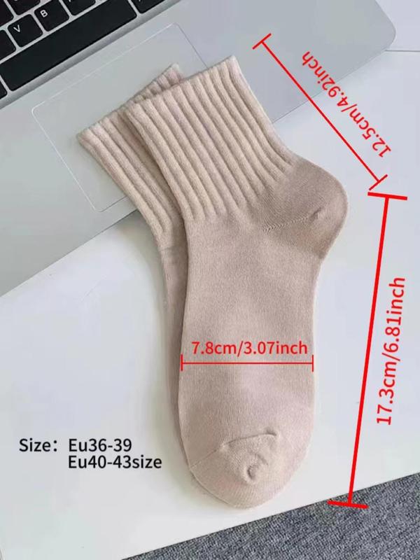 Women's 6 Pairs Solid Crew Socks, Simple Sporty Comfy Socks For All Seasons, Women's Socks For Daily Wear