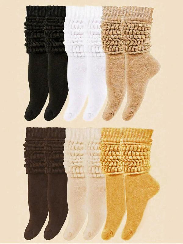 Women's Solid Knit Mid-calf Socks, Casual Soft Comfy Warm Socks for Fall & Winter, Women's Socks for Daily Wear