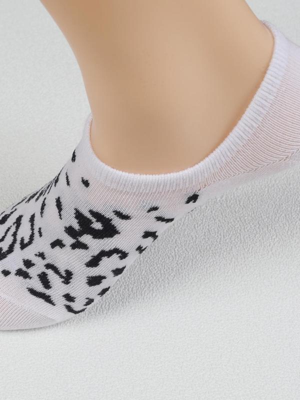 Women's 12 Pairs Leopard Print Invisible Socks, Casual Moisture Wicking Socks, Soft Comfy Breathable Socks for All Seasons Daily Wear