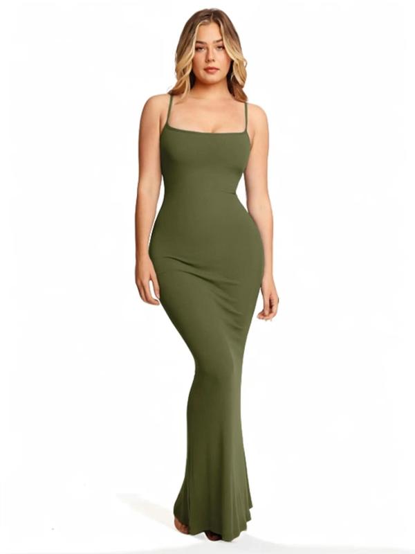 Popilush Ribbed Modal Built-In Shapewear Dresses Christmas