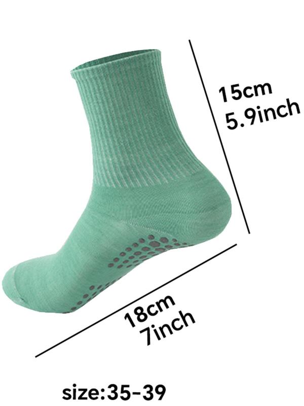 Women's 3 Pairs Plain Anti-slip Sports Crew Socks, Casual Moisture Wicking Socks, Soft Comfy Breathable Socks For All Seasons Daily Wear