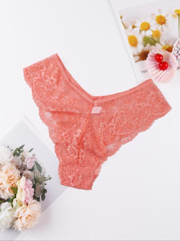 Women's Floral Lace Sheer Panty, Breathable Comfortable Knicker for Daily Wear, Ladies Underwear for All Seasons