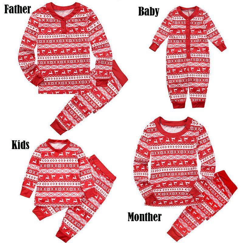 Red Matching Christmas Pajamas For Family, Cute Patterns Family Collection Sleepwear, Christmas Sleepwear Nightwear Long Pajamas