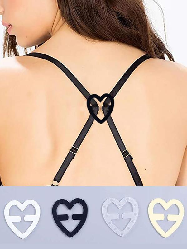 4pcs Solid Heart Shaped Bra Strap Buckle, Invisible Anti-slip Bra Strap Buckle for Daily Use, Bra Accessories for Women