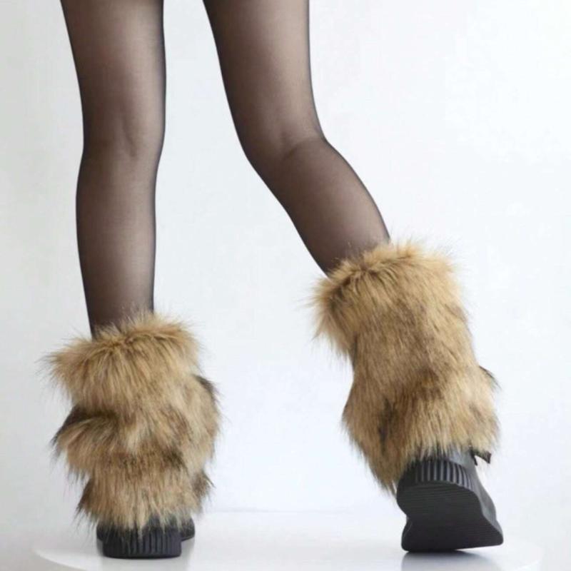 Imitation Fur Boot Covers Fuzzy Short Leg Warmers Fleece Leg Warmers, Versatile Faux Fox Fur Shoes Cover, Y2K Grunge Sweet Spicy Dance Leg Warmers, Subculture Style