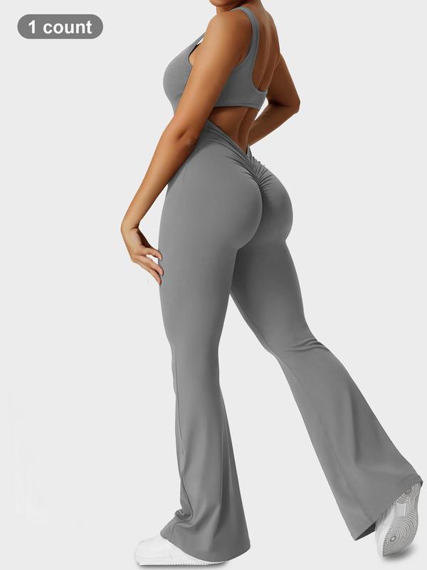 Women's Solid Ruched Cut Out Backless Shapewear Jumpsuit, Casual Comfy Scoop Neck Sleeveless Tummy Control Shapewear Bodysuit for Daily Wear, Tummy Tuck Clothes for Fall, Body Shapewear, Ladies Shapewear for Fall Black Girl Wear, Black Girl Wear