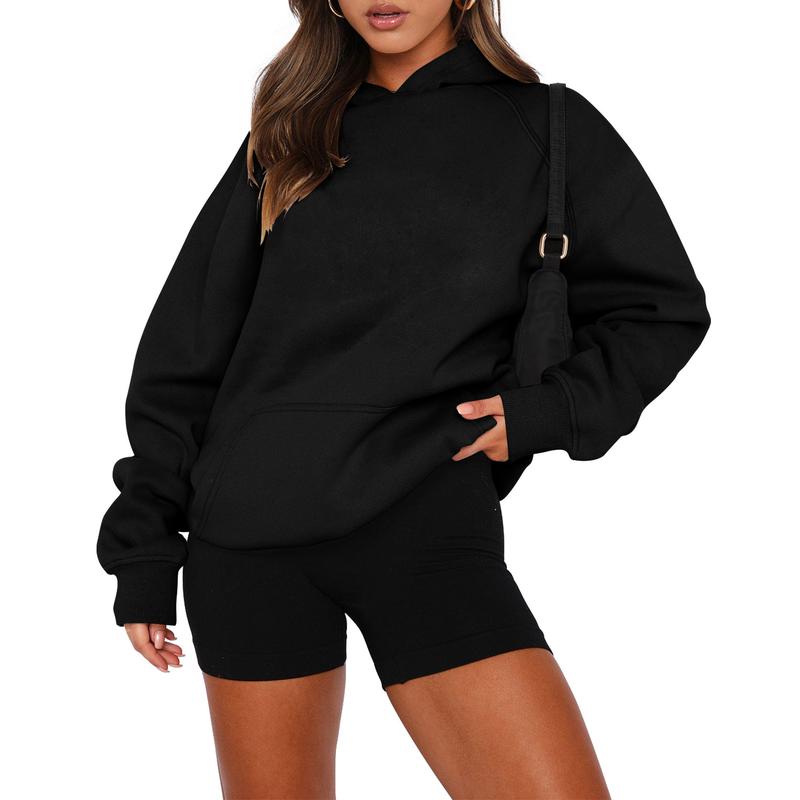 StunShow Women Pullover Hoodies Kangaroo Pocket Sweatshirt Long Sleeve Solid Basic Top