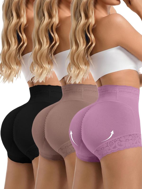 Women's Plain Contrast Lace High Waist Compression Shapewear Shorts, Fall Wear, Fallfreshness Waist Trainer Women, Fall Wear 2024, Comfy Tummy Control Butt Lift Shapewear Panties, Body Shapewear, Ladies Sexy Shapewear Bottoms, Black Girl Wear