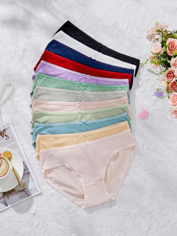 Women's Solid Color Panty, Breathable Comfortable Seamless Knicker for Daily Wear, Women's Underwear for All Seasons