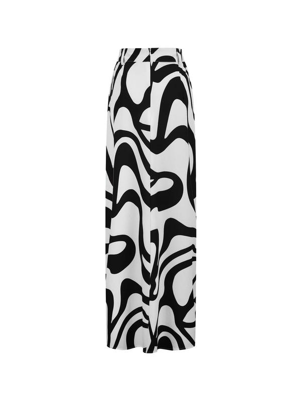 Women's All Over Print Pocket Zipper A Line Skirt without Belt, Casual Fashion Maxi Skirt for Daily Wear, Ladies Summer Clothes