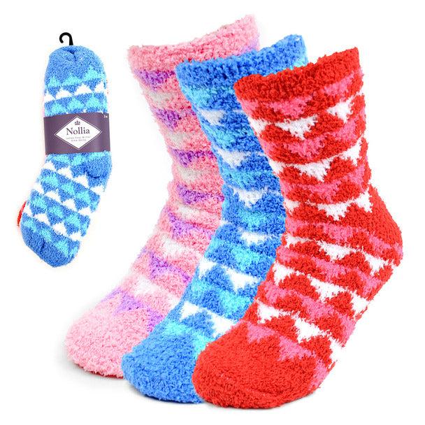 Women's Socks - Assorted 3 Pack Warm Fuzzy Socks