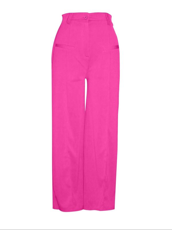 Women's Plain Pocket Wide Leg Pants, Casual Comfy Trousers for Spring & Fall, Women's Bottoms for Daily Wear