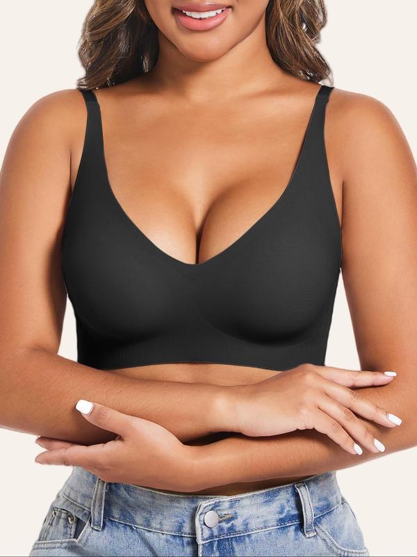 Women's Solid Wireless Bra, Adjustable Strap Backless Bra, Soft Comfortable Breathable  Lingerie Top for Daily Wear