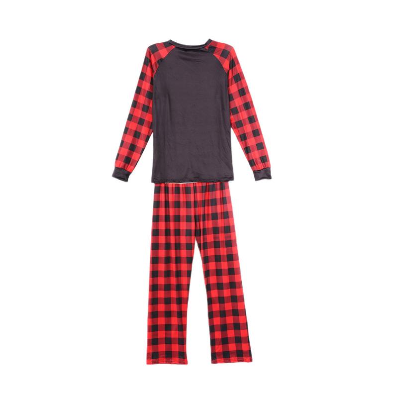 Matching Christmas Pajamas For Family Deer Plaid Print Pajamas Round Neck Parent-child Clothing