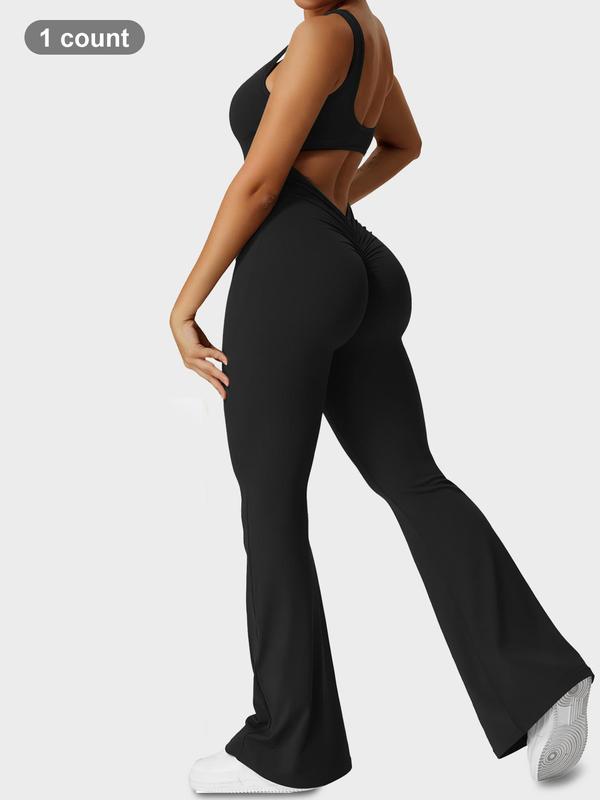 Women's Solid Ruched Cut Out Backless Shapewear Jumpsuit, Casual Comfy Scoop Neck Sleeveless Tummy Control Shapewear Bodysuit for Daily Wear, Tummy Tuck Clothes for Fall, Body Shapewear, Ladies Shapewear for Fall Black Girl Wear, Black Girl Wear