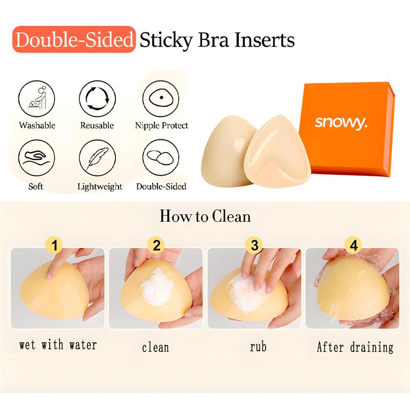 Snowy Sticky Cup Inserts.v.Instant Boost Double Sided Adhesive Bra Cup for Women,Fitted Fitted Underwear Lady Comfort Clothing Accessories Womenswear brand covers push up swim inserts bikini insert seamless sticky